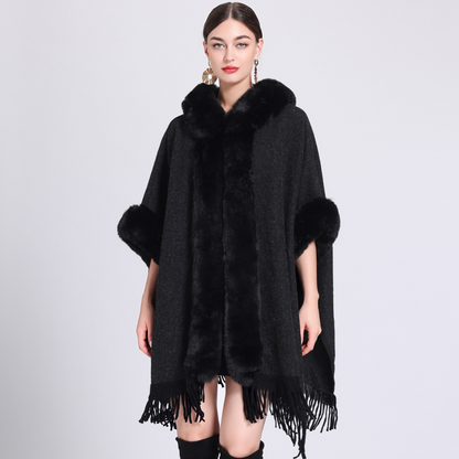 Anastasia™ | Women's Poncho with Faux Fur Hoodie