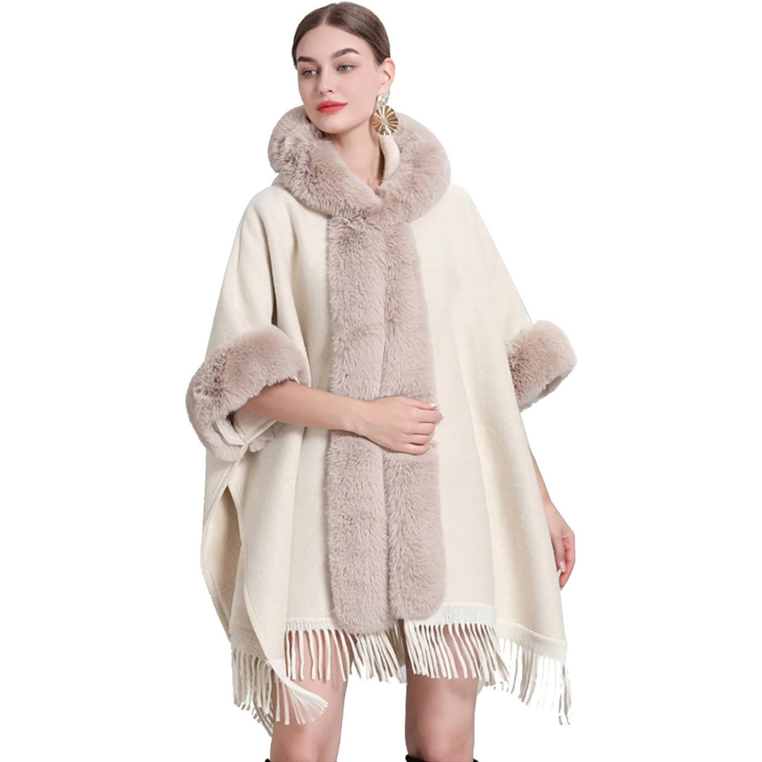 Anastasia™ | Women's Poncho with Faux Fur Hoodie