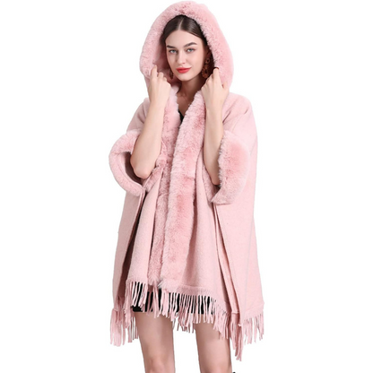 Anastasia™ | Women's Poncho with Faux Fur Hoodie