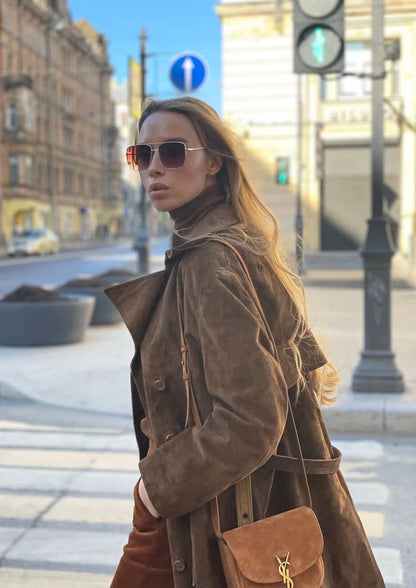 Eva™ | Women's Mocha Suede Trench Coat