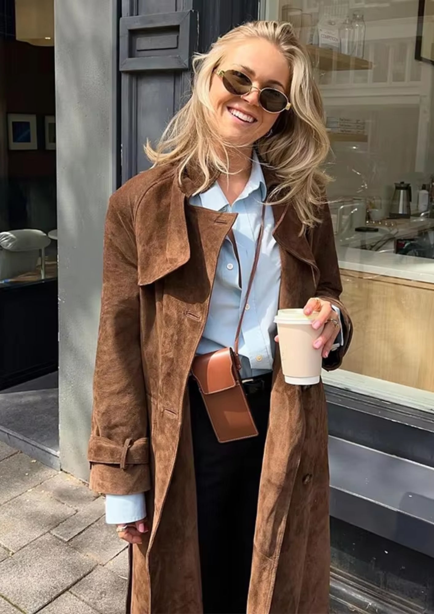 Eva™ | Women's Mocha Suede Trench Coat