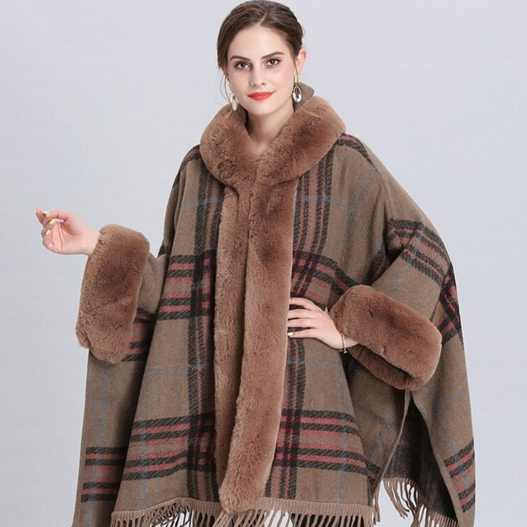 Anastasia™ | Women's Poncho with Faux Fur Hoodie