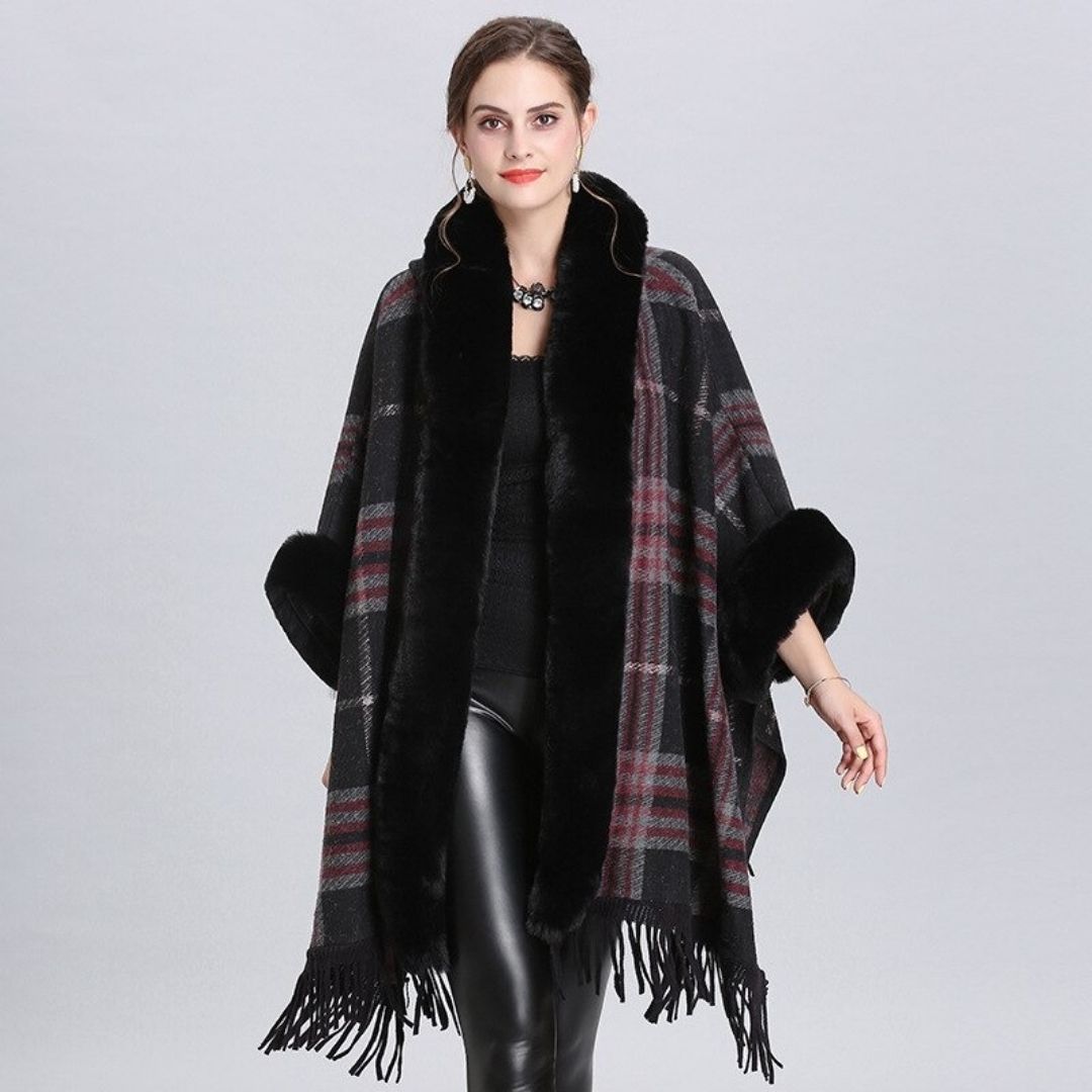 Anastasia™ | Women's Poncho with Faux Fur Hoodie