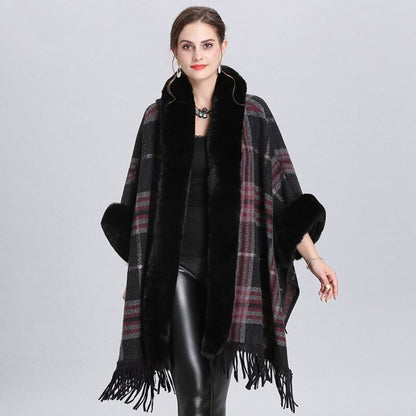 Anastasia™ | Women's Poncho with Faux Fur Hoodie