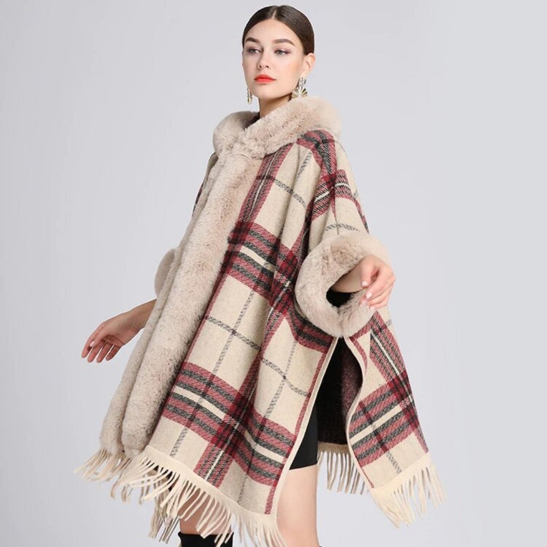 Anastasia™ | Women's Poncho with Faux Fur Hoodie