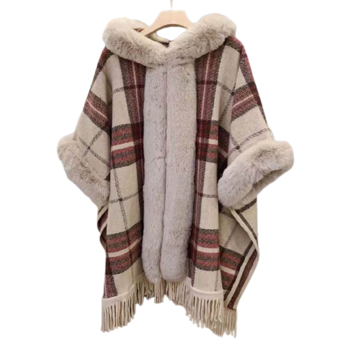 Anastasia™ | Women's Poncho with Faux Fur Hoodie