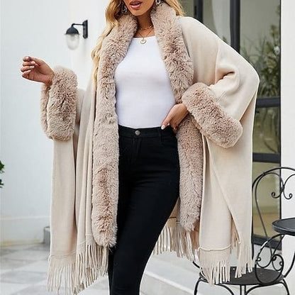 Anastasia™ | Women's Poncho with Faux Fur Hoodie